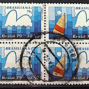 C 1087 Selo Brasiliana Veleiro Esporte Iatismo 1979 Quadra Circulado 1