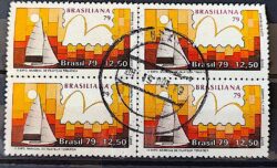 C 1089 Selo Brasiliana Veleiro Esporte Iatismo 1979 Quadra Circulado 1
