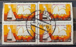 C 1089 Selo Brasiliana Veleiro Esporte Iatismo 1979 Quadra Circulado 2