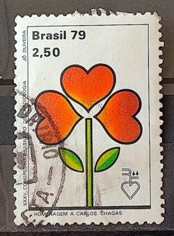 C 1096 Selo Congresso de Cardiologia Saude Carlos Chagas 1979 Circulado 1
