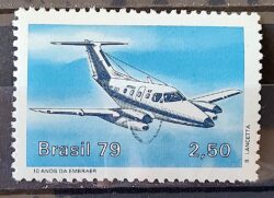 C 1102 Selo 10 Anos da Embraer Aviao Aviacao 1979