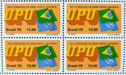C 1108 Selo Congresso da UPU Uniao Postal Universal Servico Postal Bandeira 1979 Quadra