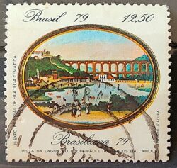 C 1112 Selo Pinturas do Rio de Janeiro Lagoa e Arcos Arte 1979 Circulado 10