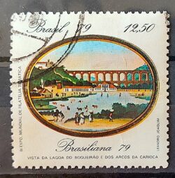 C 1112 Selo Pinturas do Rio de Janeiro Lagoa e Arcos Arte 1979 Circulado 11