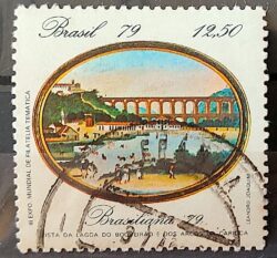 C 1112 Selo Pinturas do Rio de Janeiro Lagoa e Arcos Arte 1979 Circulado 12