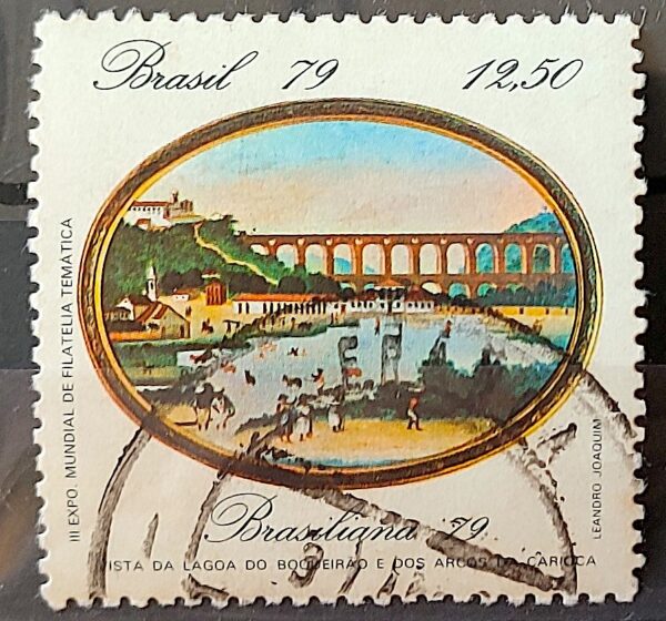 C 1112 Selo Pinturas do Rio de Janeiro Lagoa e Arcos Arte 1979 Circulado 12