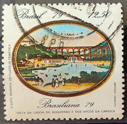 C 1112 Selo Pinturas do Rio de Janeiro Lagoa e Arcos Arte 1979 Circulado 13