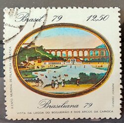 C 1112 Selo Pinturas do Rio de Janeiro Lagoa e Arcos Arte 1979 Circulado 14