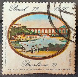 C 1112 Selo Pinturas do Rio de Janeiro Lagoa e Arcos Arte 1979 Circulado 15
