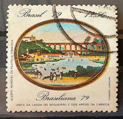 C 1112 Selo Pinturas do Rio de Janeiro Lagoa e Arcos Arte 1979 Circulado 16