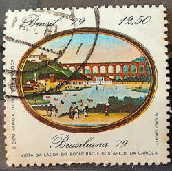 C 1112 Selo Pinturas do Rio de Janeiro Lagoa e Arcos Arte 1979 Circulado 17