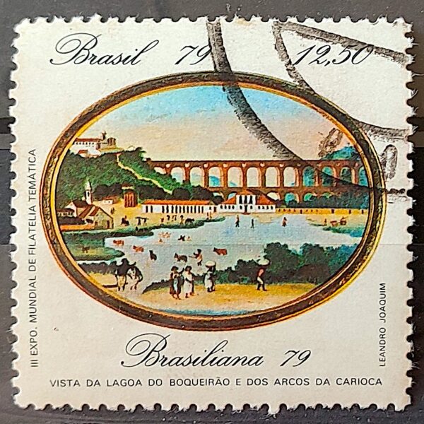 C 1112 Selo Pinturas do Rio de Janeiro Lagoa e Arcos Arte 1979 Circulado 19