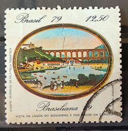 C 1112 Selo Pinturas do Rio de Janeiro Lagoa e Arcos Arte 1979 Circulado 21