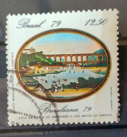 C 1112 Selo Pinturas do Rio de Janeiro Lagoa e Arcos Arte 1979 Circulado 22