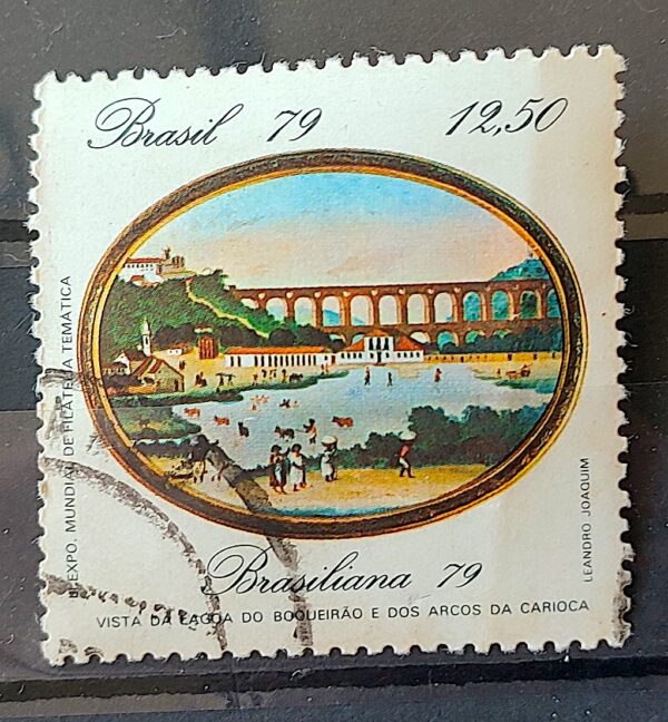 C 1112 Selo Pinturas do Rio de Janeiro Lagoa e Arcos Arte 1979 Circulado 22