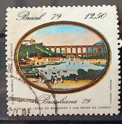 C 1112 Selo Pinturas do Rio de Janeiro Lagoa e Arcos Arte 1979 Circulado 4