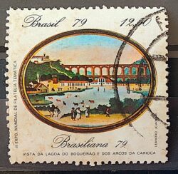 C 1112 Selo Pinturas do Rio de Janeiro Lagoa e Arcos Arte 1979 Circulado 6