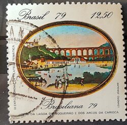C 1112 Selo Pinturas do Rio de Janeiro Lagoa e Arcos Arte 1979 Circulado 9