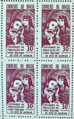 C 531 Selo Centenario Livro Iracema Literatura Jose de Alencar Indio 1965 Quadra
