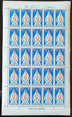 C 592 Selo Ano Internacional dos Direitos Humanos 1968 Folha