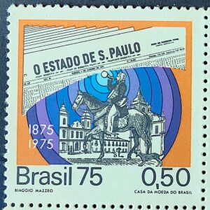 C 872 Selo Centenario Jornal O Estado de Sao Paulo Jornalismo 1975