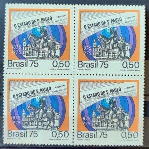 C 872 Selo Centenario Jornal O Estado de Sao Paulo Jornalismo 1975 Quadra