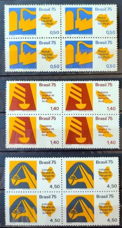 C 873 Selo Recursos Economicos Economia Industria 1975 Serie Completa Quadra