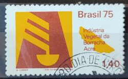 C 874 Selo Recursos Economicos Economia Borracha 1975 Circulado 1