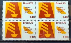 C 874 Selo Recursos Economicos Economia Borracha 1975 Quadra