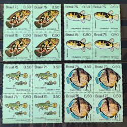 C 887 Selo Peixes de Agua Doce 1975 Serie Completa Quadra