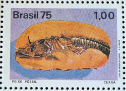 C 897 Selo Arqueologia Brasileira Peixe Fossil 1975