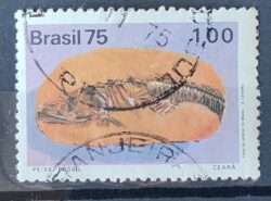 C 897 Selo Arqueologia Brasileira Peixe Fossil 1975 Circulado 1