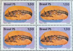 C 897 Selo Arqueologia Brasileira Peixe Fossil 1975 Quadra