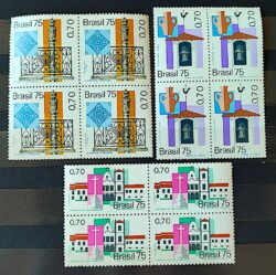 C 906 Selo Cidades Historicas do Brasil Alcantara Maranhao Goias 1975 Serie Completa Quadra