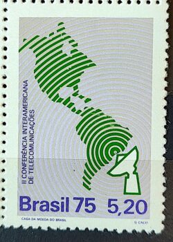 C 912 Selo Conferencia Interamericana de Telecomunicacoes Comunicacao Mapa 1975