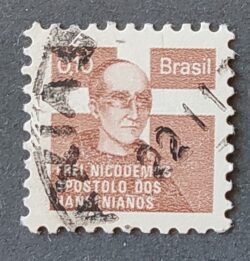 C 913A Selo Campanha Contra o Mal de Hansen Hanseniase Saude Frei Nicodemos H18 1976 Papel Couche Circulado 2