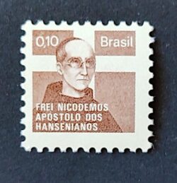 C 913 Selo Campanha Contra o Mal de Hansen Hanseniase Saude Frei Nicodemos H17 1975 Papel Acetinado