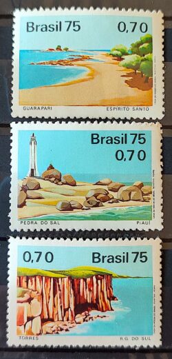 C 916 Selo Propaganda Turistica Turismo Guarapari Torres Pedra do Sal 1975 Serie Completa CMC