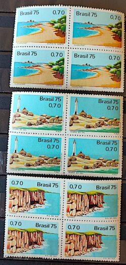 C 916 Selo Propaganda Turistica Turismo Guarapari Torres Pedra do Sal 1975 Serie Completa Quadra