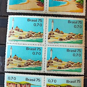 C 916 Selo Propaganda Turistica Turismo Guarapari Torres Pedra do Sal 1975 Serie Completa Quadra