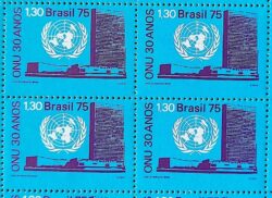 C 920 Selo Aniversario da ONU Mapa 1975 Quadra