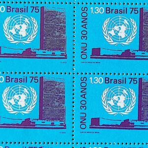C 920 Selo Aniversario da ONU Mapa 1975 Quadra