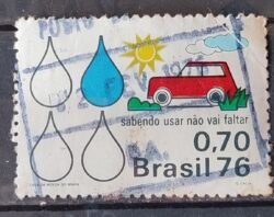 C 922 Selo Presevacao de Recursos Economicos Energia Combustivel Carro 1976 Circulado 1