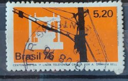 C 925 Selo Centenario do Telefone Comunicacao 1976 Circulado 1