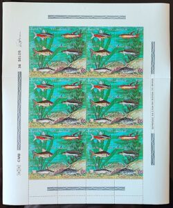 C 939 Selo Peixes de Agua Doce 1976 Folha