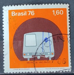 C 955 Selo Metro de Sao Paulo Trem 1976 Circulado 1