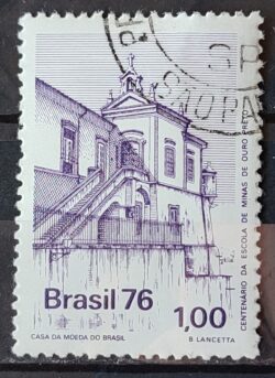 C 957 Selo Centenario Escola de Minas Ouro Preto Educacao 1976 Circulado 1