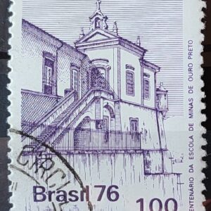 C 957 Selo Centenario Escola de Minas Ouro Preto Educacao 1976 Circulado 4