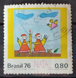 C 961 Selo Natal Anjos Religiao 1976 Circulado 1