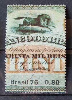 C 963 Selo Banco do Brasil Economia 1976 Circulado 2